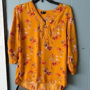 Rue21 Mustard Floral Blouse